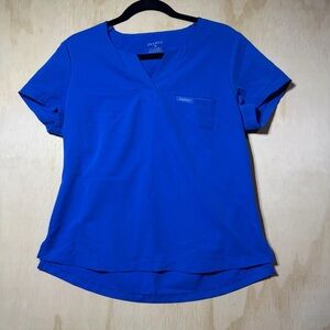 Jaanuu Women’s 4-Pocket V-Neck Scrub Top Blue – Size M